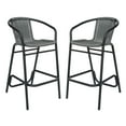thumbnail image 2 of Flash Furniture Set of 2 Commercial Grade Indoor-Outdoor PE Rattan Restaurant Barstool with Black Aluminum Frame and Footrest in Gray, 2 of 16