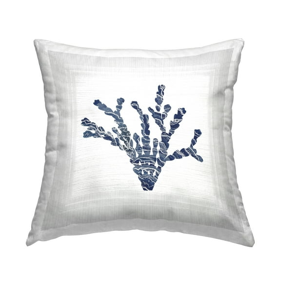 Stupell Industries Blue & White Coral Decorative Printed Throw Pillow, 18 x 18
