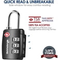 thumbnail image 3 of 2 Pack TSA Approved Travel Luggage Locks, Combination Lock Alloy Body, Metal Keyless 3-Digit Padlocks, TSA Accepted Compatible Padlock for Gym Locker, Golf Bag Case, Backpack, Black-by GIVERARE, 3 of 8