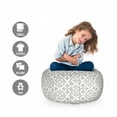 thumbnail image 2 of Grey Storage Toy Bag Chair, Antique Victorian Floral Retro Patterns in Modern Graphic Print Old Fashioned Art, Stuffed Animal Organizer Washable Bag, Large Size, Grey White, by Ambesonne, 2 of 3