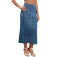 thumbnail image 4 of Falda de mezclilla Miaxi Inspire Chic para mujeres, de cintura alta, con puntos suizos, abertura trasera, falda de columna casual, talla XL, azul, 4 of 6