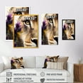 thumbnail image 4 of Designart Half Lion Portrait With Flowers Canvas Wall Art, 4 of 5