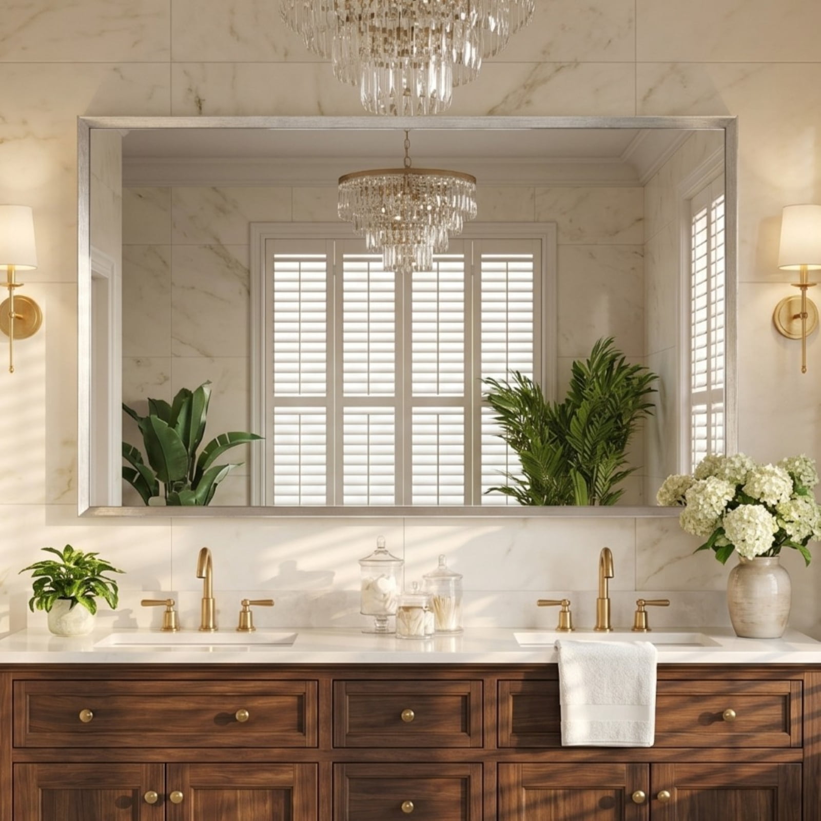 Gleamira 30"x55" Bathroom Wall Mounted Mirror Vanity Rectangular Mirror with Deep Frame, Silver