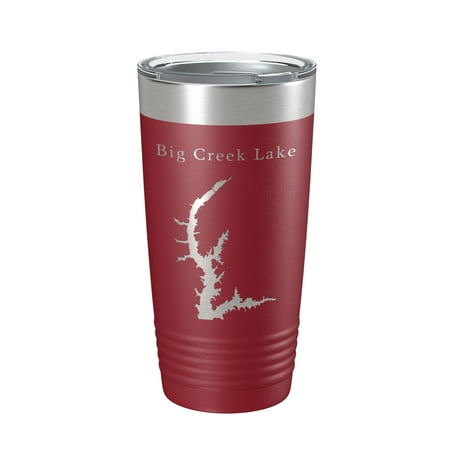 

Big Creek Lake Map Tumbler Travel Mug Insulated Laser Engraved Coffee Cup Alabama 20 oz Maroon