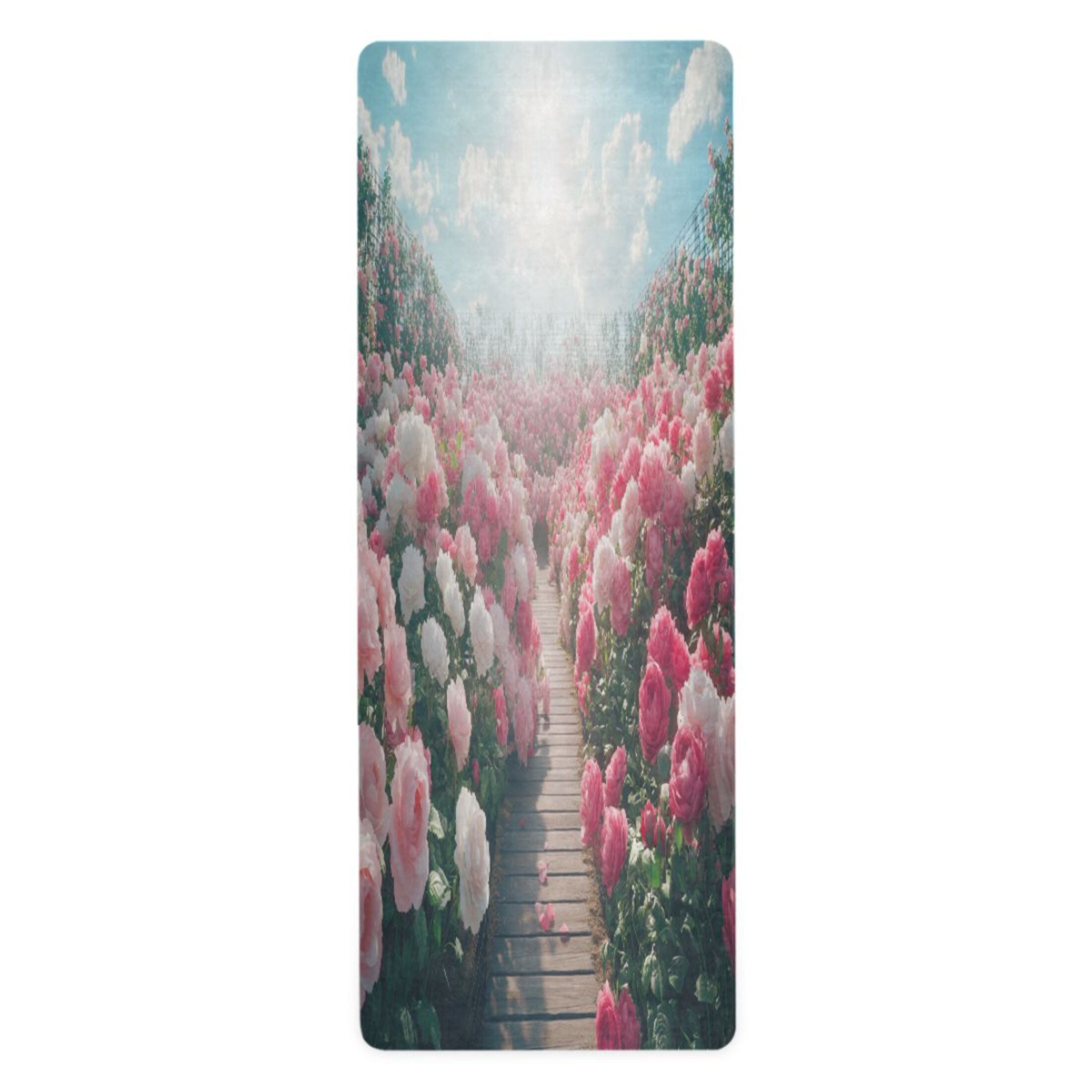 BZSMCE Yoga Mat Women Blooming Rose Garden Fitness Mat