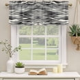 thumbnail image 2 of Beige Black Stripe Curtain Valances for Windows, Kitchen Valance Window Treatments Panel 2 Pack, Modern Abstract Wave Striped Rod Pocket Short Curtains for Bathroom Bedroom 42 x 18 Inch, 2 of 8
