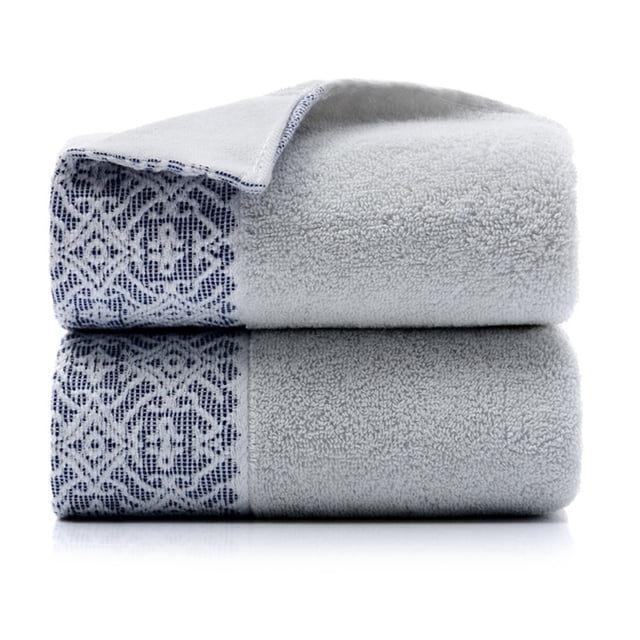 Paquete de 2 toallas de mano, toallas de algodón para baño, toalla suave y absorbente de secado rápido (gris)
