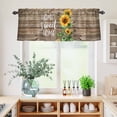 thumbnail image 5 of 3 Piece Kitchen Curtains and Valances Set Sunflower Brown Cafe Curtains 36 Inch Length Farmhouse Bee Country Wooden Grain Valance & Tier Curtain for Living Room Bedroom Small Window 54"x18"+27"x36"*2, 5 of 6