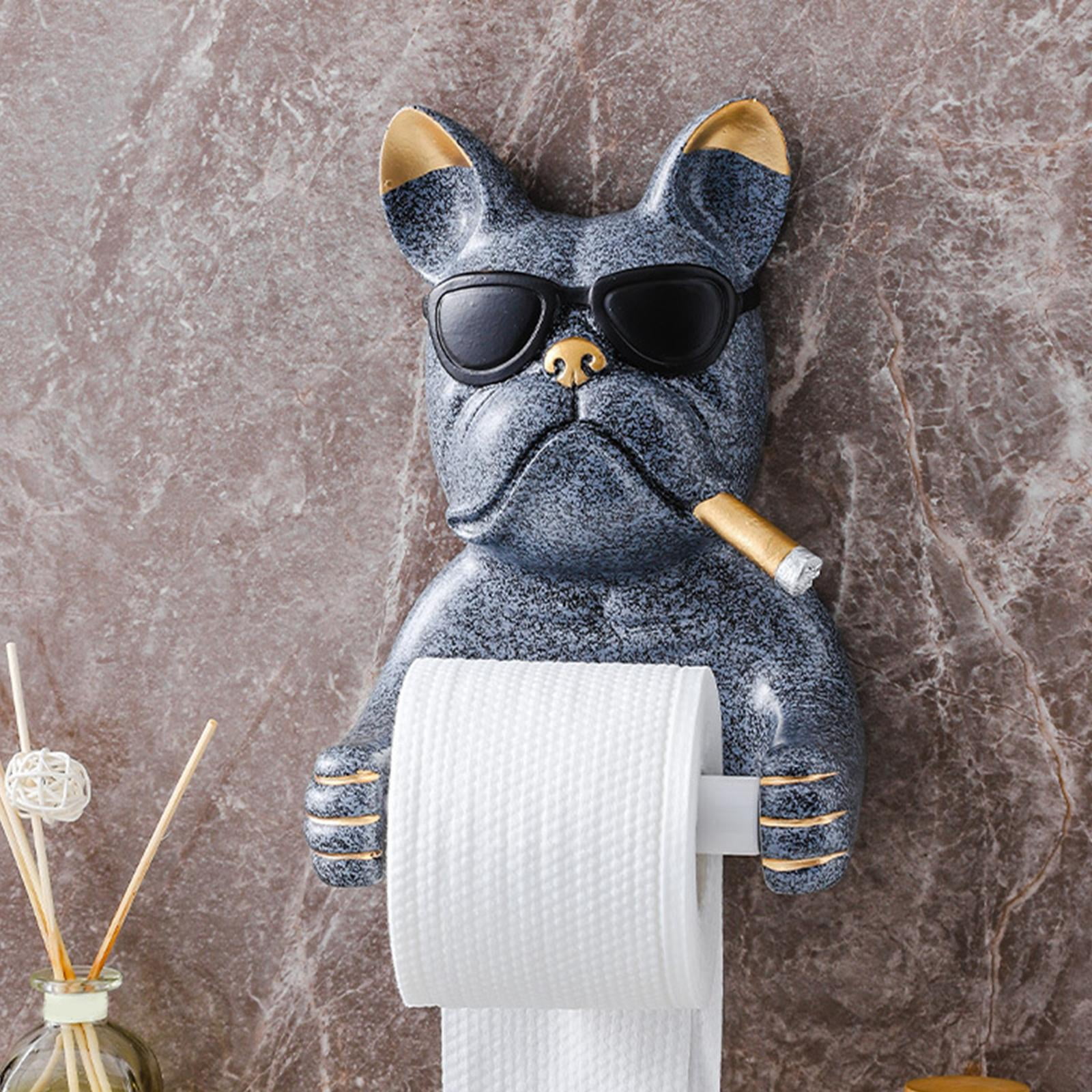 Fiocias Nordic Toilet Paper Holder Mounting Dog Sculpture Paper Rack Stand Organizer for Gray
