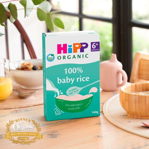 HiPP Organic 100% Baby Rice 6+ Months 160g, British Import (Pack of 3)