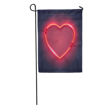 SIDONKU Bright Heart Neon Sign Retro on Purple for Happy Valentine Garden Flag Decorative Flag House Banner 28x40 inch