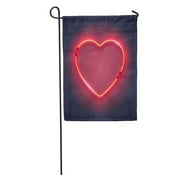 POGLIP Bright Heart Neon Sign Retro on Purple for Happy Valentine Garden Flag Drapeau décoratif Maison Bannière 12x18 pouces