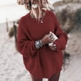 thumbnail image 3 of Suéteres de gran tamaño a la moda para mujer, suéteres sueltos e independientes para otoño e invierno, suéteres de punto de manga larga con cuello redondo liso para mujer, estilo bohemio gris, 3 of 4