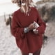 thumbnail image 3 of Suéteres de gran tamaño a la moda para mujer, suéteres sueltos e independientes para otoño e invierno, suéteres de punto de manga larga con cuello redondo liso para mujer, estilo bohemio gris, 3 of 4