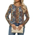 thumbnail image 6 of Fantaslook Women Tunic Tops Casual Long Sleeve Shirts Crew Neck Fall Tops Basic Tees Floral Dressy Blouses, 6 of 9
