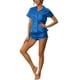 thumbnail image 2 of Conjunto de pijama de satén para mujer INSPIRE CHIC, camisa de botón de manga corta con pantalones cortos, 2 piezas, ropa de descanso, pijama, S azul, 2 of 6