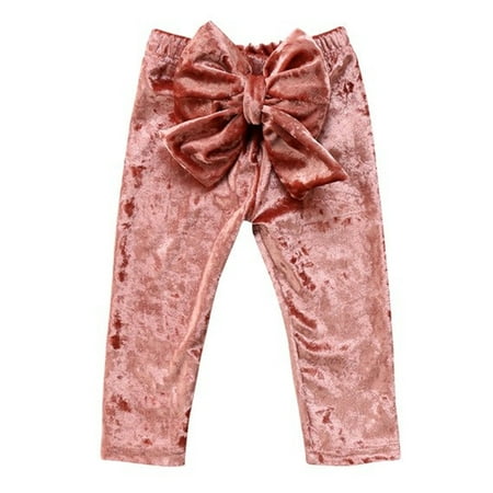 

Baby Toddler Princess Girl Velvet Bowknot Soft Leggings Pants (Peach 110/3-4 Years)