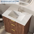 thumbnail image 6 of 24" Fluted Bathroom Vanity with Sink, Farmhouse Freestanding Bathroom Sink Cabinet with 2 Drawers & 1 Flip-Down Drawer, Easy Assembly & Cleaning, Walnut, 6 of 7