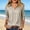 Beige, variant on Women's Spread Collar Linen Blouse, 3/4 Sleeve V-Neck Cut, Elegant Casual Top for Office Work and Daily Outings Navy M