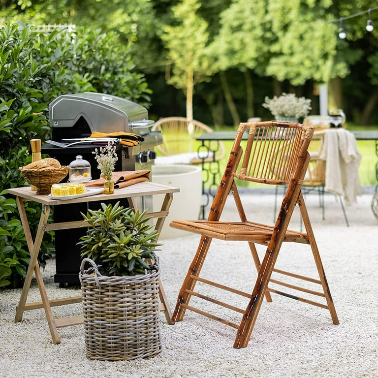 VINGLI Bamboo Folding Chair Foldable Dining Chair for Outdoor Indoor Patio Porch Wedding Party Event
