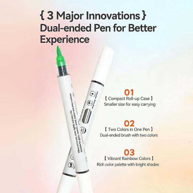 CEORPER Portable Roll Up Marker Case Contains Artist Grade Coloring Pens For Travel
