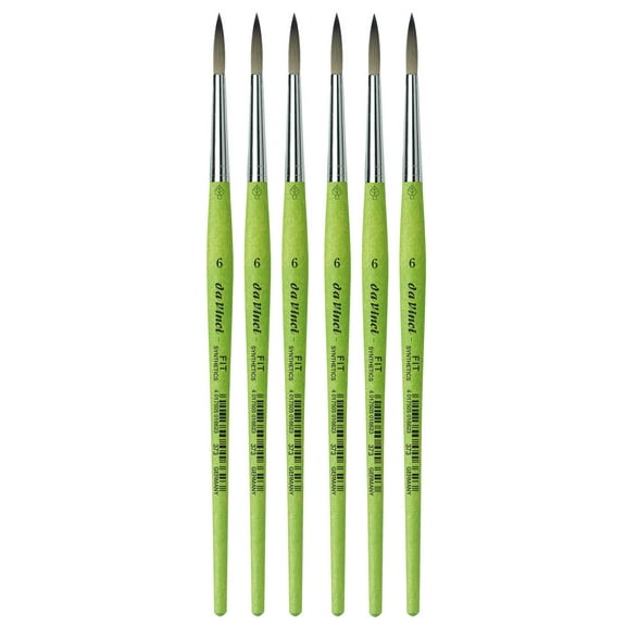 da Vinci FIT Synthetics Student Brush, Synthetic, Acrylic & Tempera, Round, Series 373, Size 6, Pack of 6