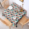 thumbnail image 2 of Orange Green White Checkerboard Checkered Pattern Square Tablecloth,Waterproof Square Table Cover,Wipeable Spillproof Washable Table Cover for Home Kitchen Party Decor 52"x52"(132x132cm), 2 of 6