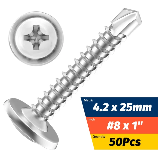 High-Strength #8 M4.2 Self-Tapping Sheet Metal Screws - 410 Stainless Steel Truss Head, Quick Tapping for Lath to Metal