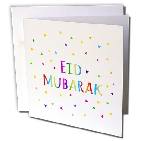 3dRose Eid Mubarak - happy Eid blessing after Ramadan Islamic Muslim holidays - Greeting Cards, 6 by 6-inches, set of