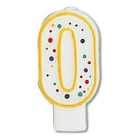 Party Central Polka Dot Numeral 0 Birthday Party Candles - 3" - White and Yellow - Pack of 6