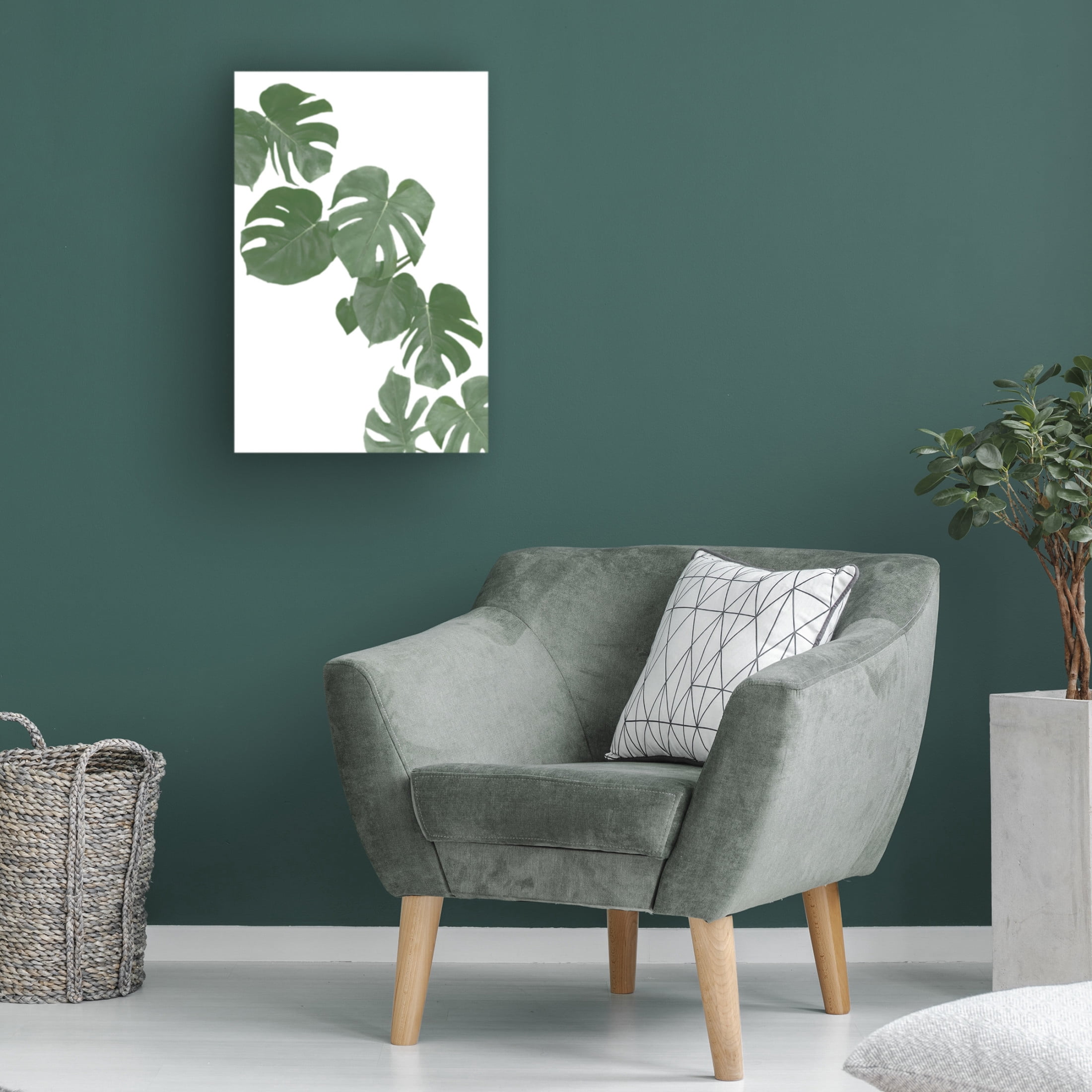 Canvas Wall Art - Pictufy Studio Ii 'Monstera Aqua 02' Wall Art for Living Room, Bedroom, or Office Décor by Trademark Fine Art - 30 x 47 Inches