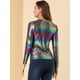 thumbnail image 5 of INSPIRE CHIC Camisa de manga larga para mujer, brillante, brillante, de fiesta, metálico brillante Multicolor S, 5 of 6
