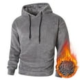 thumbnail image 2 of FAWUUDO Men's Pullover Hoodie Thick Sherpa Lined Kangaroo Pocket Winter Windproof Warm Fleece Hoodie Athletic Sweatshirts Gray, 2 of 7