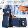 thumbnail image 5 of Phone Case for Samsung Galaxy S8 with Tempered Glass Screen Protector and Credit Card Holder Wallet Cover Stand Leather Cell Accessories Glaxay S 8 Gaxaly 8S Edge SM-G950U Cases Women Men Blue, 5 of 7