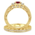 thumbnail image 3 of 2 Carat Ruby & Diamond Antique Milgrain Bridal set on 10k Yellow Gold, 3 of 3
