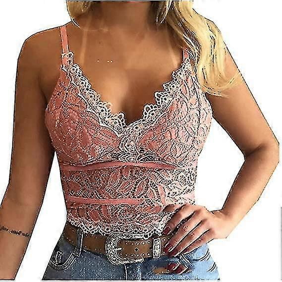 Floral Lace Bralettes For Women Vest Crop Tops Wireless Bra Lingerie Sexy Deep V-neck Underwear Camisole Shirt