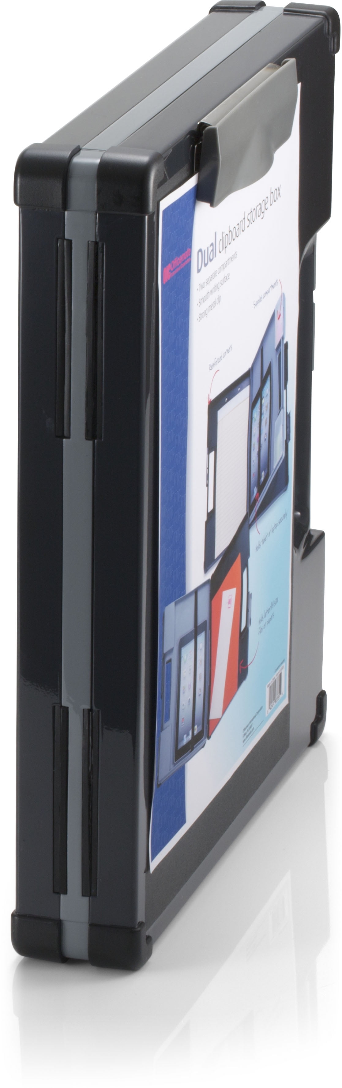 Officemate Dual Sided Clipboard Storage Box, Plastic, Charcoal (83335)