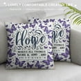 thumbnail image 3 of JEUXUS Butterfly Throw Pillow Covers Decorative Gifts Cushion Cover Home Family Words Pillowcase Square Couch Pillow Vintage Style Summer Home Decoration (Purple), 3 of 5