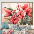thumbnail image 2 of Designart "Vintage Tropical Plants in Coral" Oversized Floral Framed Wall Art - Traditional Coral Fuschia Living Room Framed Canvas Art, 2 of 7