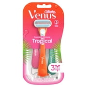 Venus Tropical Womens 3 Blade Disposable Razor, 3 count, Multi-Color