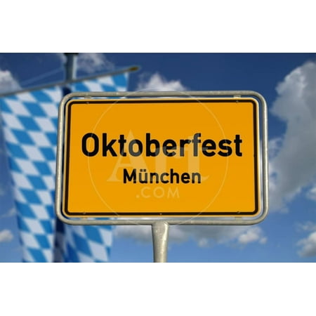 German Road Sign Oktoberfest Munich Print Wall Art By