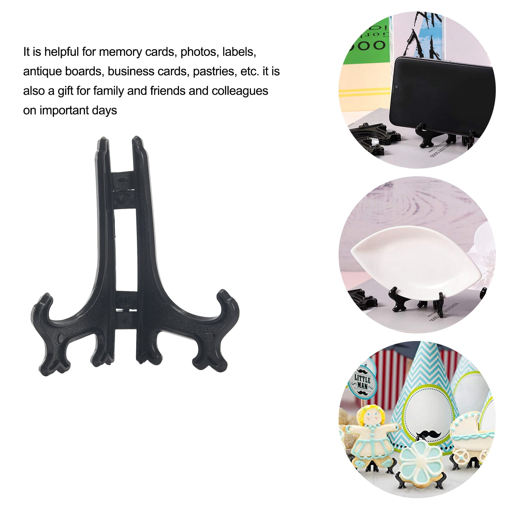 Mocoosy 4 Pack 8 Inch Improved Anti-Slip Plate Stands for Display, Plate  Holder Display Stand, Picture Frame Holder Stand, Black Iron Easel Stands  for Photo, Decorative Plate, Tablets and Tabletop Art