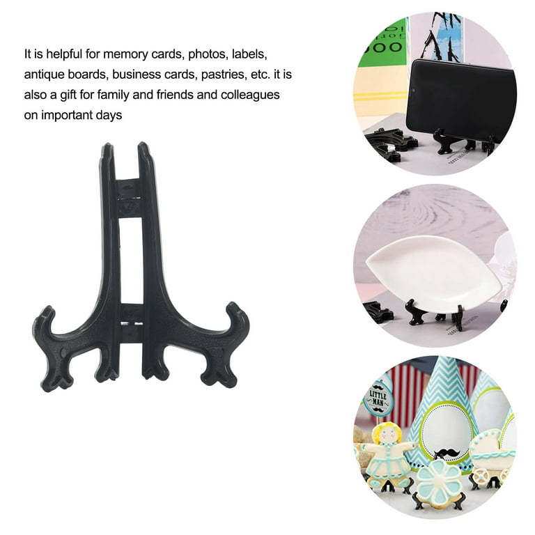 48 Pieces Easel Stands 3 Inch Plastic Plate Stand Holder Display Picture  Easel Stand for Display Picture Frame (Black)