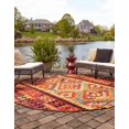 thumbnail image 4 of Unique Loom Outdoor Tribal Collection Area Rug - Tortuguero (10' Round Multi/Blue), 4 of 12