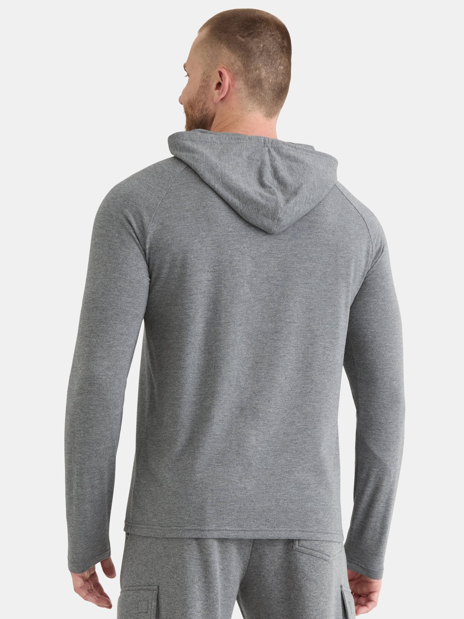 Athletic Works Men's Tri Blend Long Sleeve T-Shirt Hoodie, Sizes S-3XL