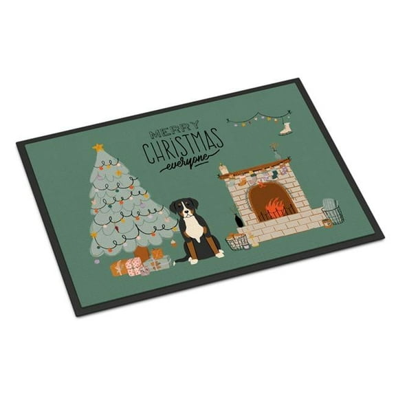 Carolines Treasures CK7600JMAT 24 x 36 in. Greater Swiss Mountain Dog Christmas Everyone Indoor or Outdoor Mat