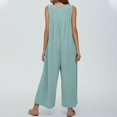 thumbnail image 2 of Women's Sleeveless Wide Leg Jumpsuit Casual Loose Button Front Pocket Romper, 2 of 4