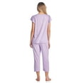 thumbnail image 3 of Casual Nights Women's Short Sleeve Embroidered Floral Capri Pajama Set, 3 of 5