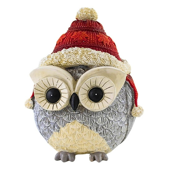 Roman 8.75In Pudgy Owl With Santa Hat, Resin, Hoot Wise Bird 137712