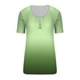 thumbnail image 3 of Timegard Womens Tops Summer Button V Neck Short Sleeve Ribbed Shirts Gradient Color Casual Slim Tee, 3 of 3